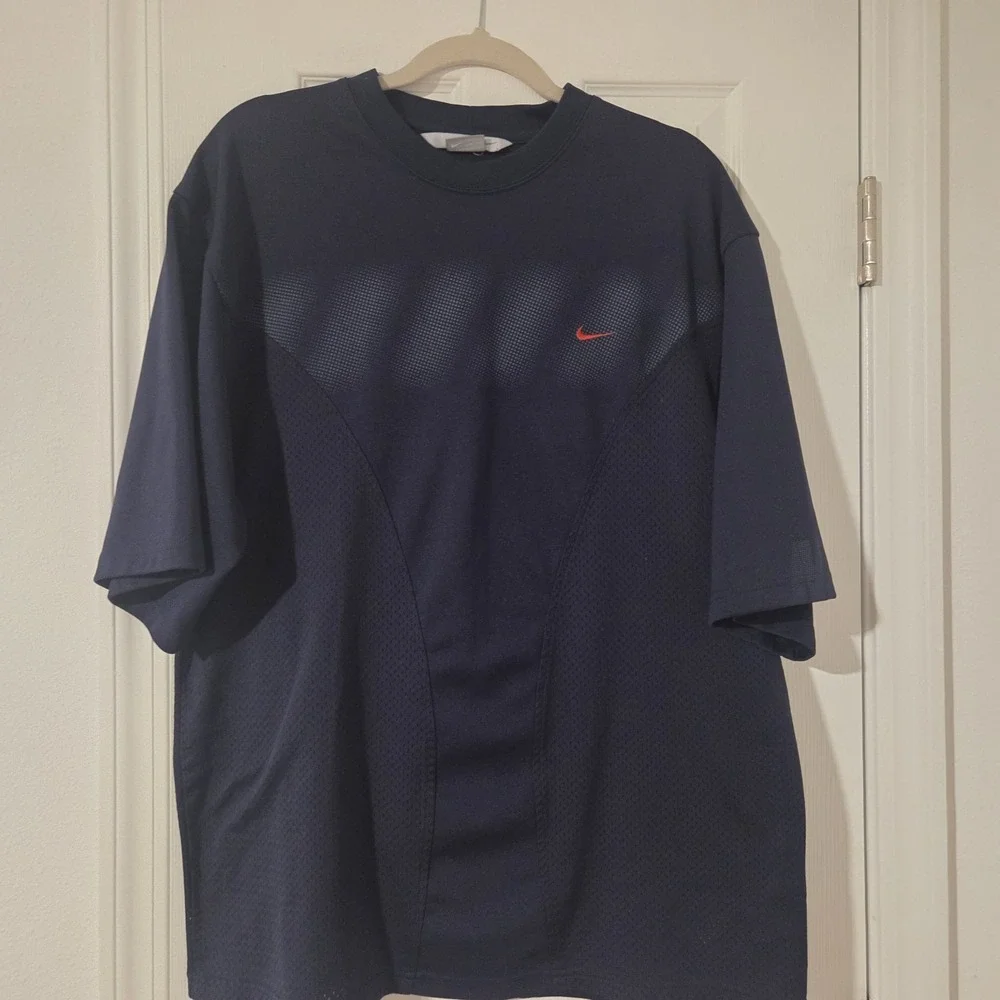 Vintage Nike Mesh Paneled Athletic T-Shirt Navy Blue XL Y2K blockcore/gorpcore